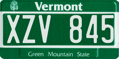VT license plate XZV845