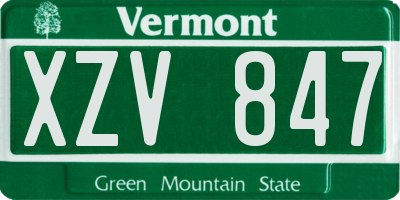 VT license plate XZV847