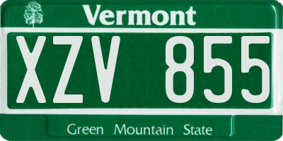 VT license plate XZV855