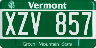 VT license plate XZV857