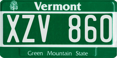 VT license plate XZV860