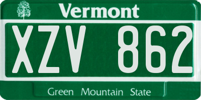 VT license plate XZV862