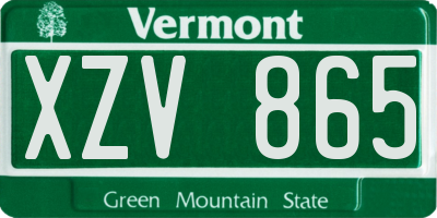 VT license plate XZV865