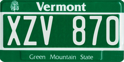 VT license plate XZV870