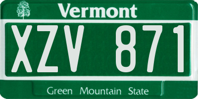 VT license plate XZV871