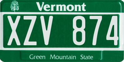 VT license plate XZV874