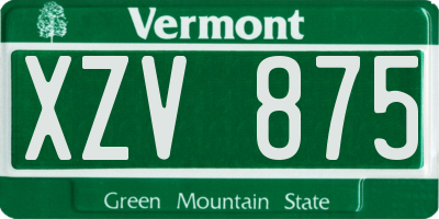 VT license plate XZV875