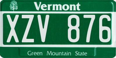 VT license plate XZV876