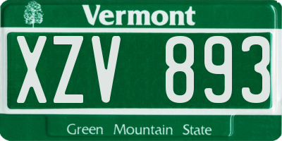 VT license plate XZV893