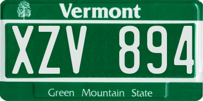 VT license plate XZV894