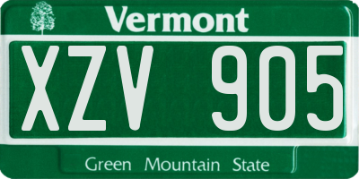 VT license plate XZV905