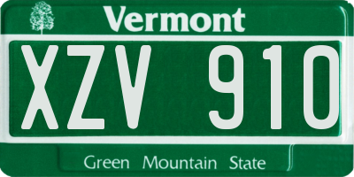 VT license plate XZV910