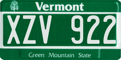 VT license plate XZV922