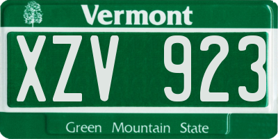 VT license plate XZV923