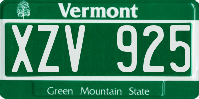 VT license plate XZV925