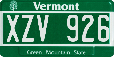 VT license plate XZV926