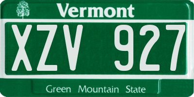 VT license plate XZV927