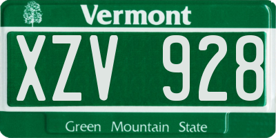 VT license plate XZV928
