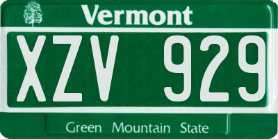 VT license plate XZV929