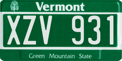 VT license plate XZV931