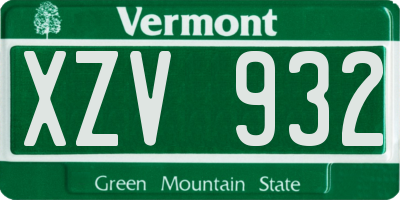 VT license plate XZV932