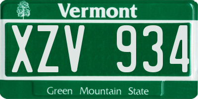 VT license plate XZV934