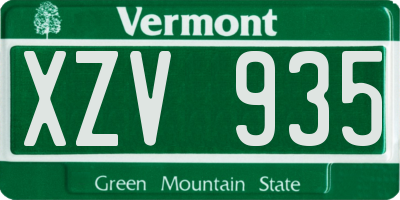 VT license plate XZV935