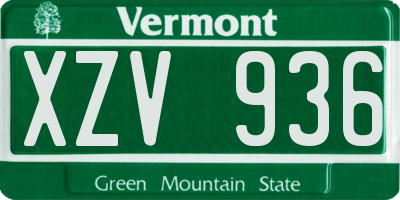 VT license plate XZV936