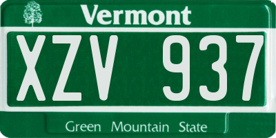 VT license plate XZV937