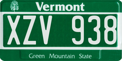 VT license plate XZV938