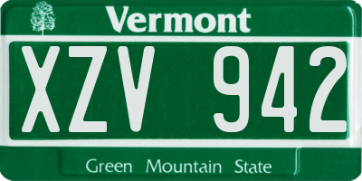 VT license plate XZV942