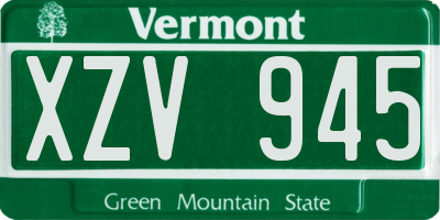 VT license plate XZV945