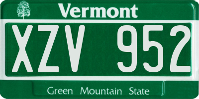 VT license plate XZV952