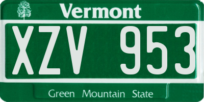 VT license plate XZV953