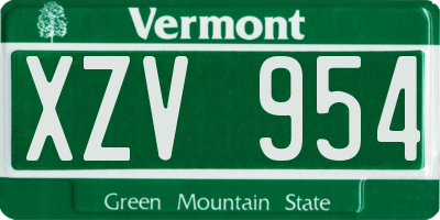 VT license plate XZV954