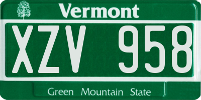 VT license plate XZV958