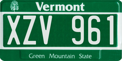 VT license plate XZV961