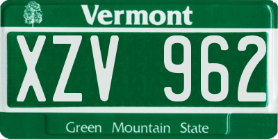 VT license plate XZV962