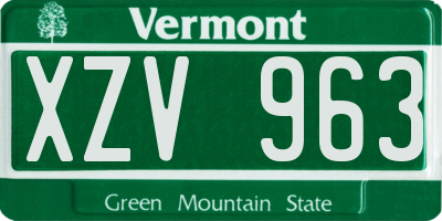 VT license plate XZV963