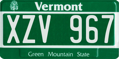 VT license plate XZV967