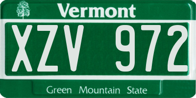 VT license plate XZV972