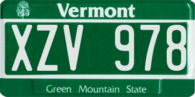 VT license plate XZV978