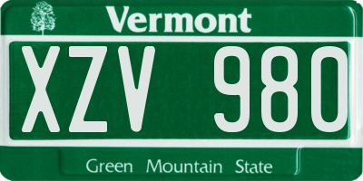 VT license plate XZV980
