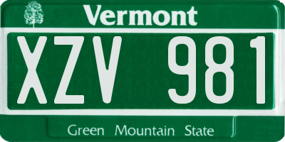 VT license plate XZV981