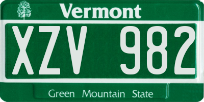 VT license plate XZV982