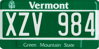 VT license plate XZV984