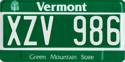 VT license plate XZV986