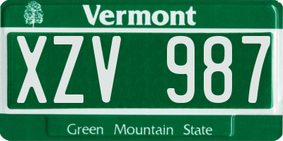 VT license plate XZV987