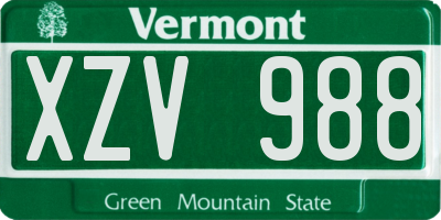 VT license plate XZV988