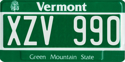 VT license plate XZV990